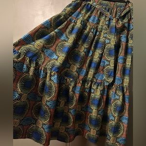 Peacock Tiered Maxi Skirt Elastic with tie